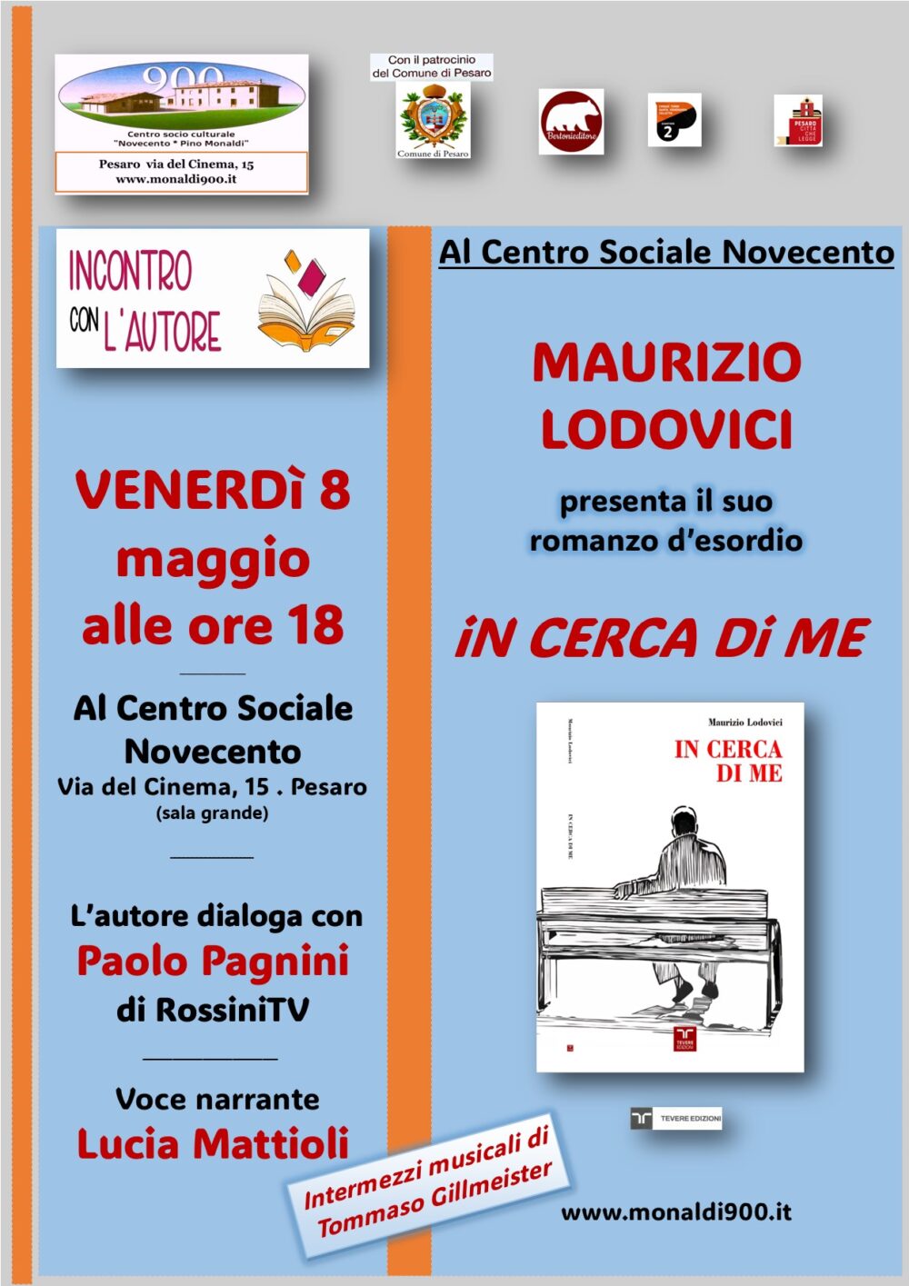 presentazione del libro "IN CERCA DI ME" di Maurizio Ludovici 08-05-26 nella sala del Circolo del 900 Pino Monaldi della città di Pesaro